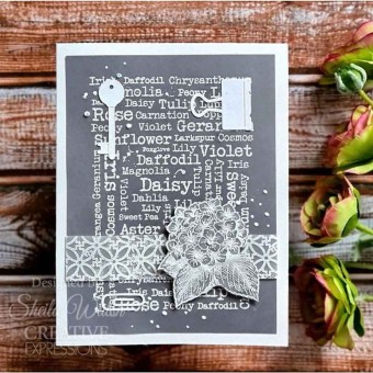 Flower Names Background Clear Rubber Stamp by