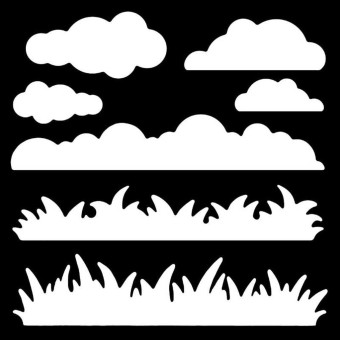 Grass & Clouds Craft Stencil Designed by Fran