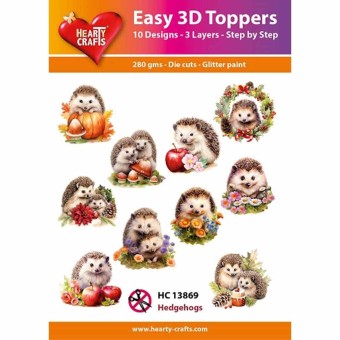 Hedgehogs Easy 3D  Craft Toppers for Paper Ca