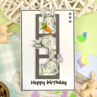 Hopping By Bunny Rabbit Clear Rubber Stamps F