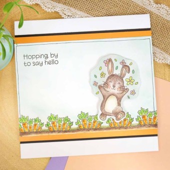 Hopping By Bunny Rabbit Clear Rubber Stamps F