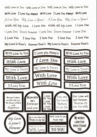 Love Wording Foiled Die Cut Captions Sheet Fo