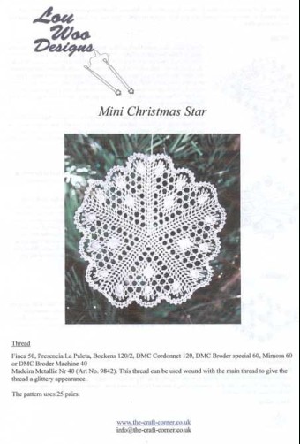 Mini Star Christmas Torchon Bobbin Lace Patte