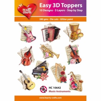 Musical Instruments Easy 3D  Craft Toppers fo