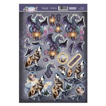 Mystic Moonlight Dragon & Wolf Die Cut 3d Dec