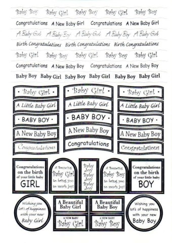 New Baby Silver Foil Wording Die Cut Captions