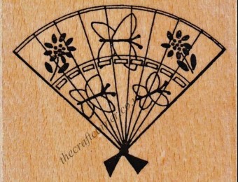 Oriental Fan Wood Mounted Rubber Stamp by Cre