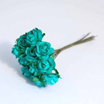 Paper Roses 14mm With Stems For Crafting - Pk