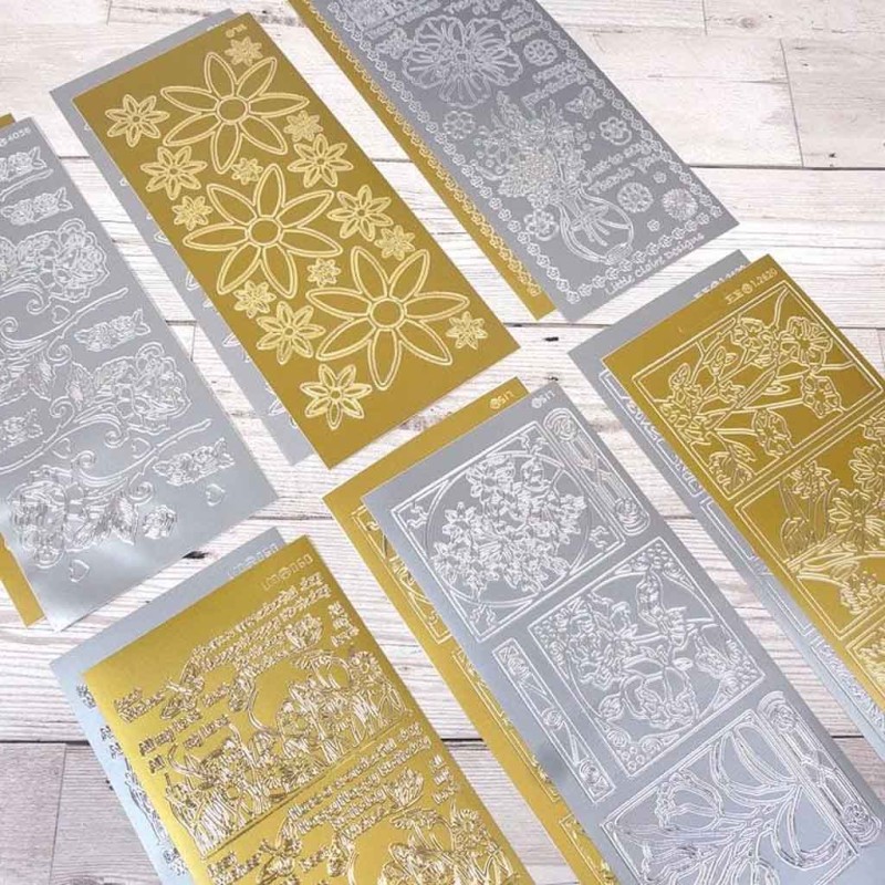 Borders & Corners Gold & Silver Peel Offs  by Hunkydory for Cardmaking