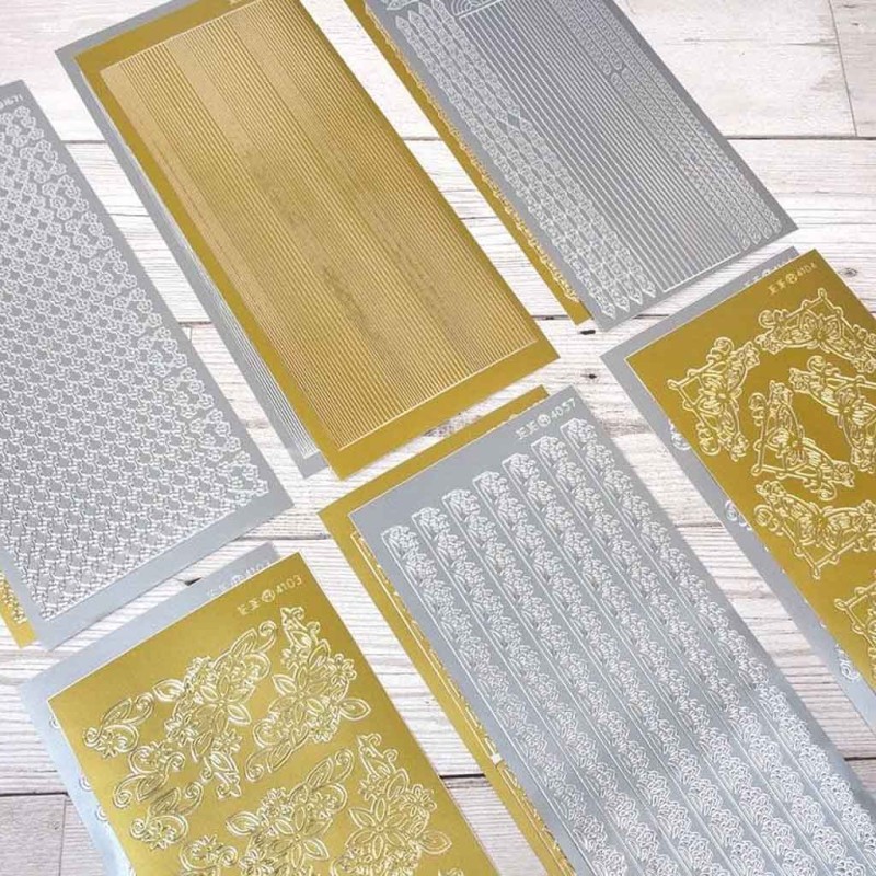 Borders & Corners Gold & Silver Peel Offs  by Hunkydory for Cardmaking