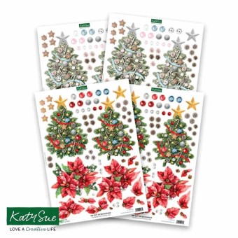 Poinsettia & Christmas Tree Die Cut 3d Decoup