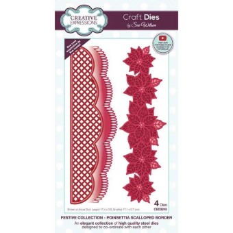 Poinsettia Scalloped Border Paper Craft Metal