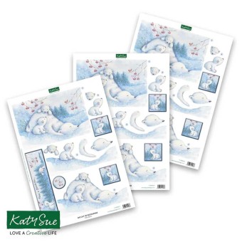 Polar Bears 3pk Die Cut 3d Decoupage Craft Sh