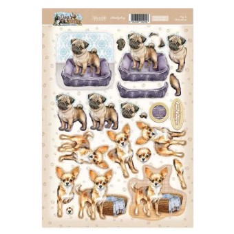 Pug & Chihuahua Dog Tales Die Cut 3d Craft De