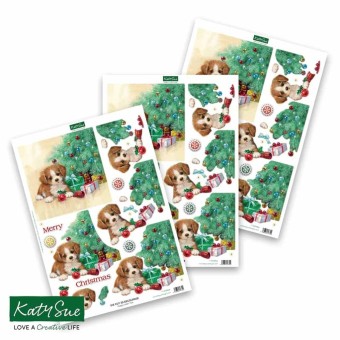 Puppy Under Tree 3pk Die Cut 3d Decoupage Cra