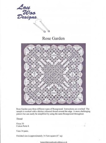 Rose Garden Torchon Bobbin Lace Pattern