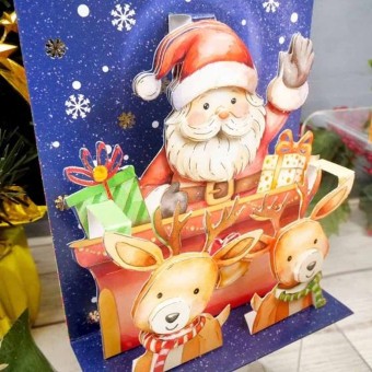 Santa's On His Way Pop Up Stepper Card Paper 