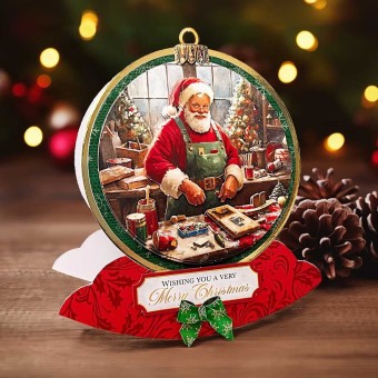 Santa's Workshop Bauble 3pk Die Cut 3d Decoup