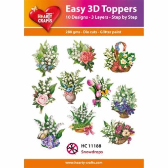 Snowdrops Flower Easy 3D  Craft Toppers for P