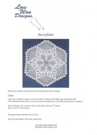 Snowflake Torchon Bobbin Lace Pattern