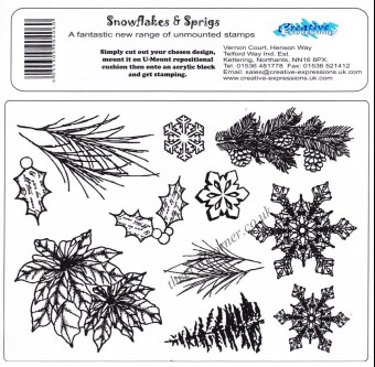 Snowflakes & Sprigs 11 Uncut & Unmounted Rubb