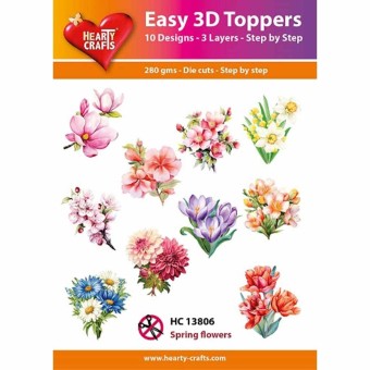 Spring Flowers Easy 3D  Paper Craft Toppers f