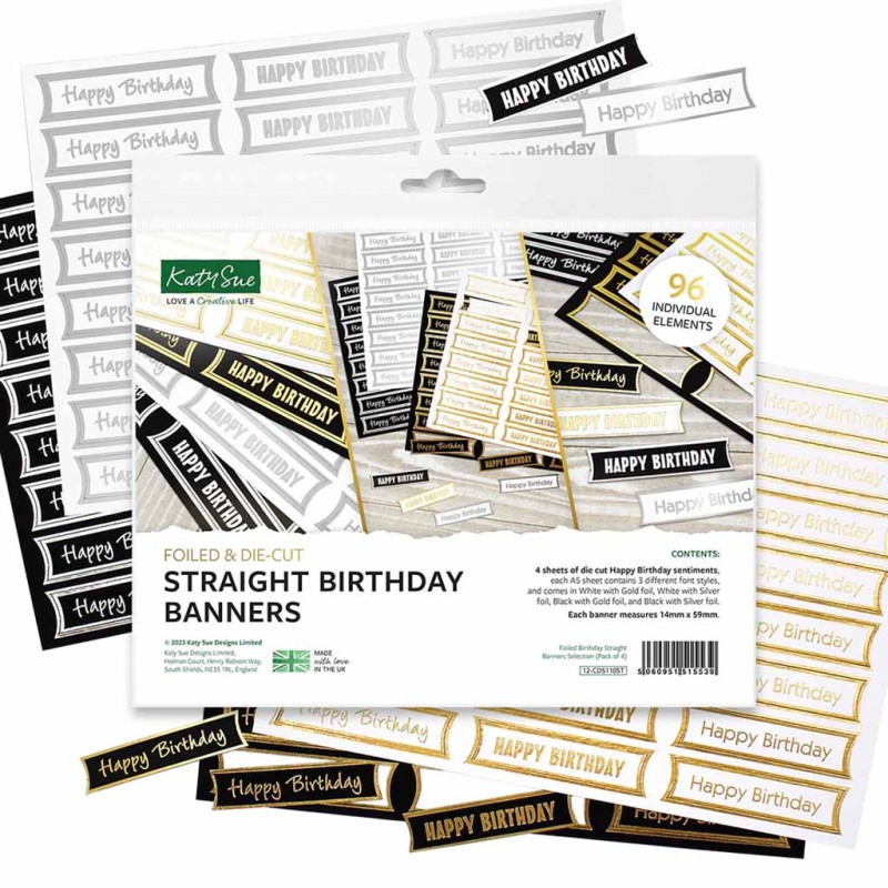 Straight Birthday Banners Foiled & Die Cut Pa