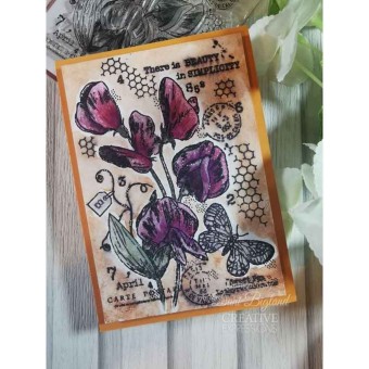 Sweet Pea Postcard Flower Clear Rubber Stamp 