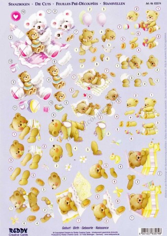 Teddy Bear Designs For a New Baby Die Cut 3d 