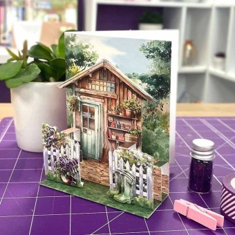 The Garden Shed Pop Up Stepper Card Paper Cra