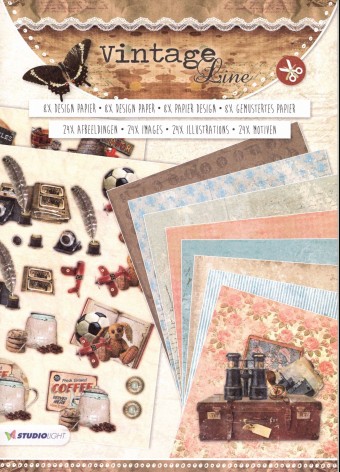 Vintage Line 3D Die Cut Decoupage A4 Block  B