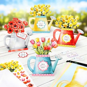 Watering Can Blossoms & Blooms Die Cut Card M