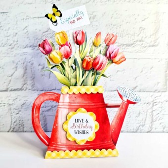 Watering Can Blossoms & Blooms Die Cut Card M