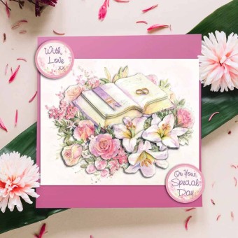 Wedding Book & Flowers 3pk Die Cut 3d Decoupa