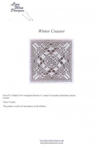 Winter Coaster Torchon Bobbin Lace Pattern