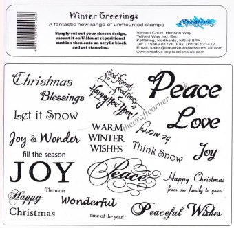 Winter Greetings 17 Unmounted Rubber Stamps