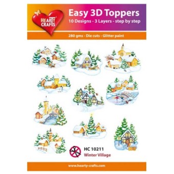 Winter Village  Easy 3D  Craft Toppers for Pa