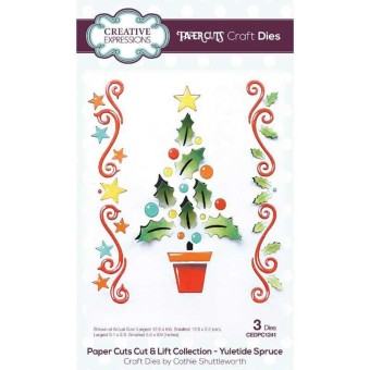 Yuletide Spruce Christmas Tree Paper Cut & Li