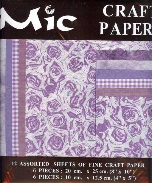 12 Sheets of High Quality Fine Lilac Patterned Craft Paper