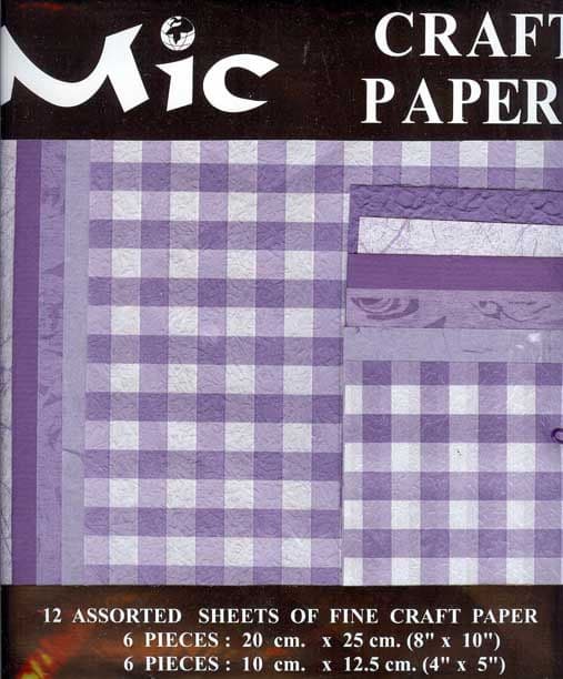 12 Sheets of High Quality Fine Patterned Lilac Craft Paper