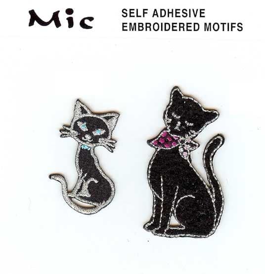 2 Self Adhesive Embroidered Cat Motifs