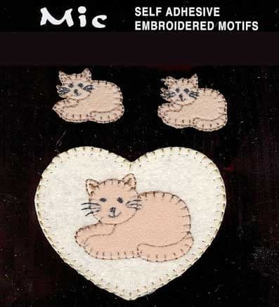 3 Self Adhesive Embroidered Cat Motifs