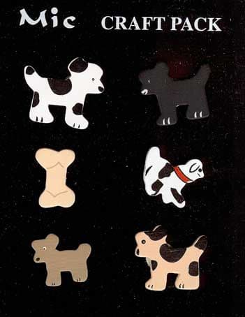 6 Shaped Wooden Dog Toppers for Card Making