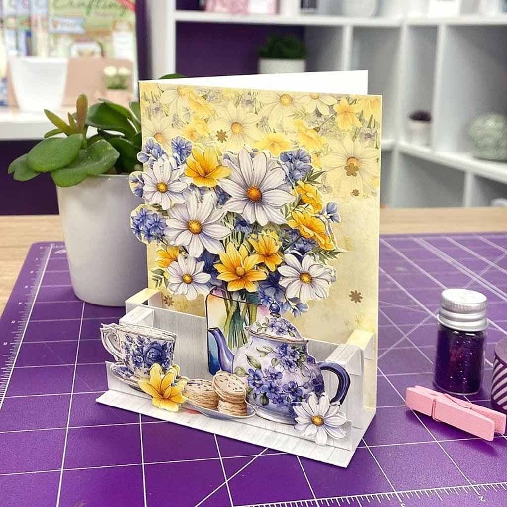 A Bouquet For You Pop Up Stepper Card Paper Craft Sheet