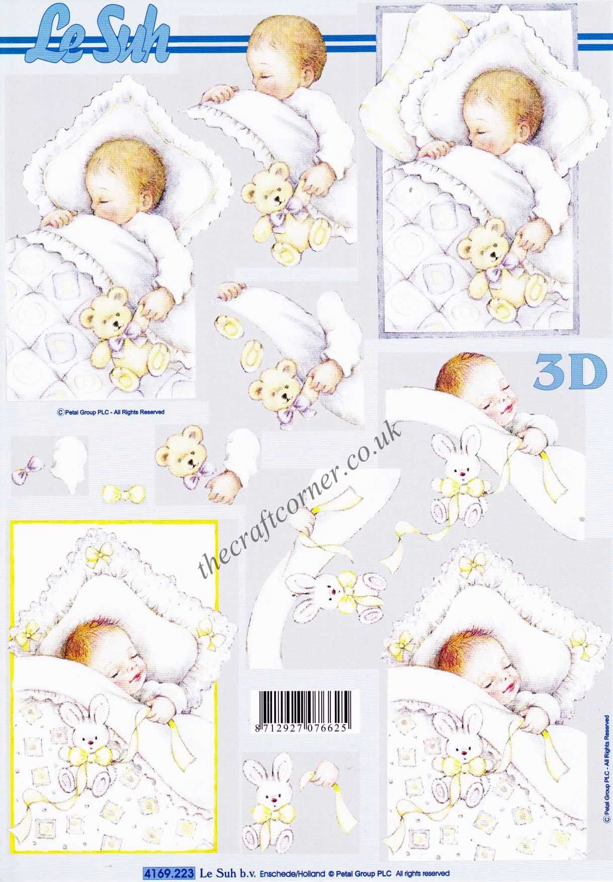 A Sleeping Baby 3d Decoupage Sheet from Le Suh