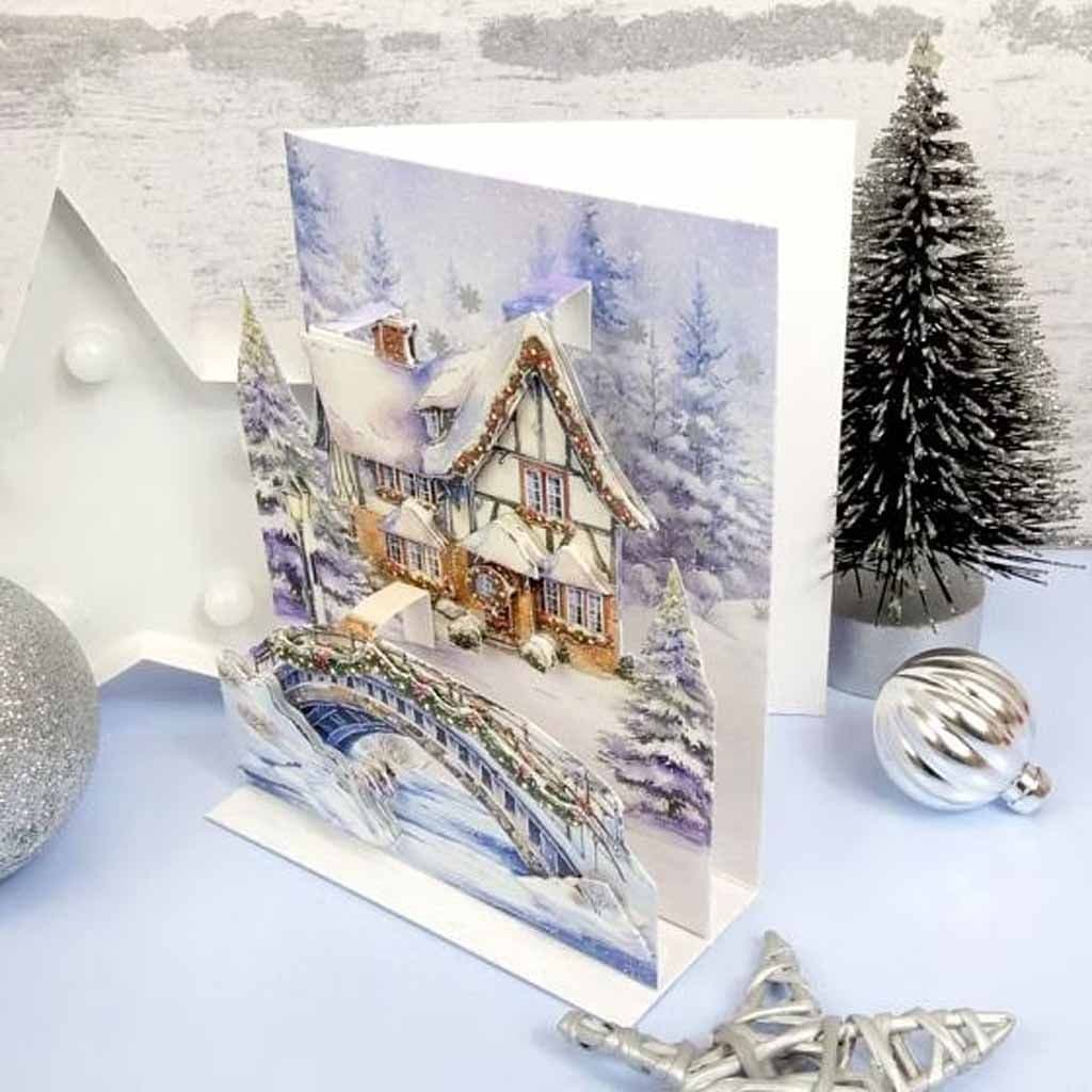 A Winter Retreat Pop Up Stepper Card Paper Craft Sheet