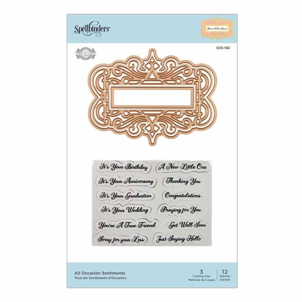 All Occasion Sentiments Rubber Stamps & Metal Craft Dies by Spellbinders for Paper Craft