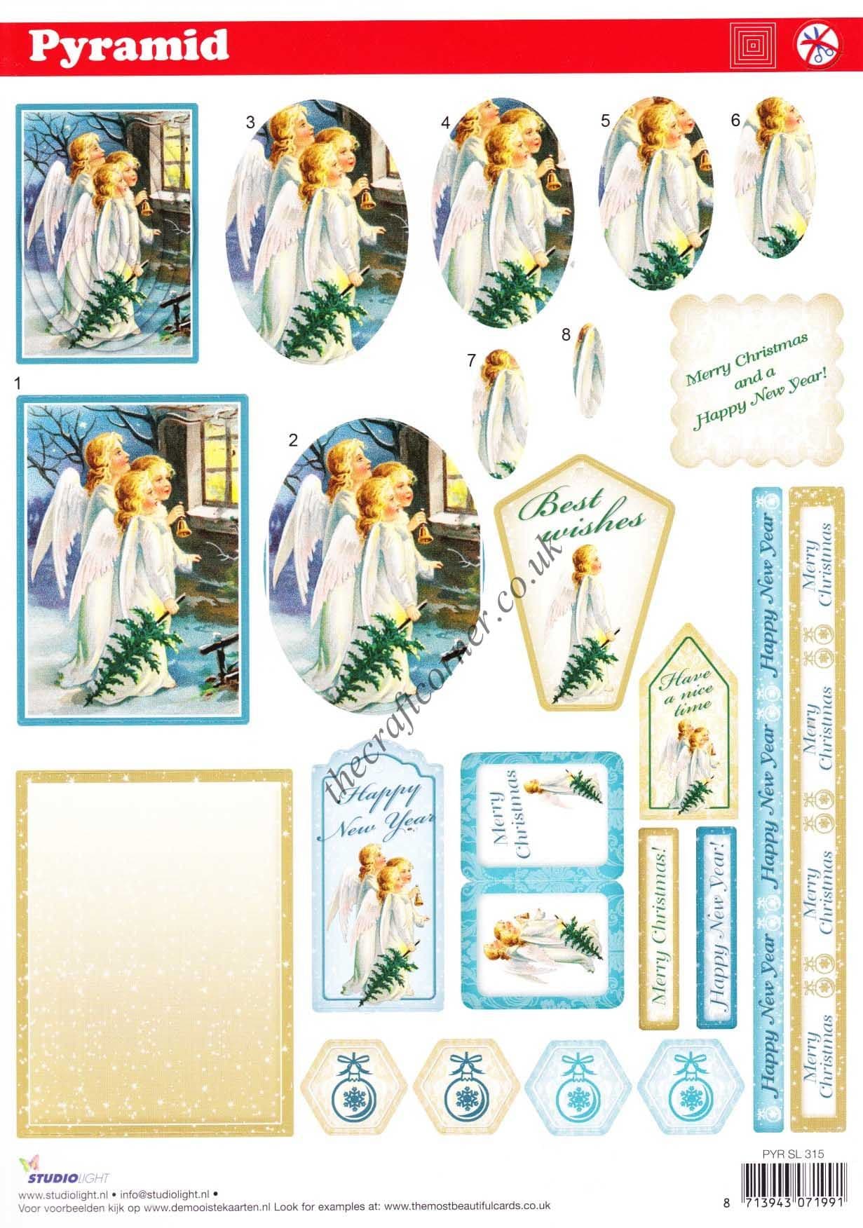 Angels At Christmas Pyramid Die Cut 3d Decoupage Sheet