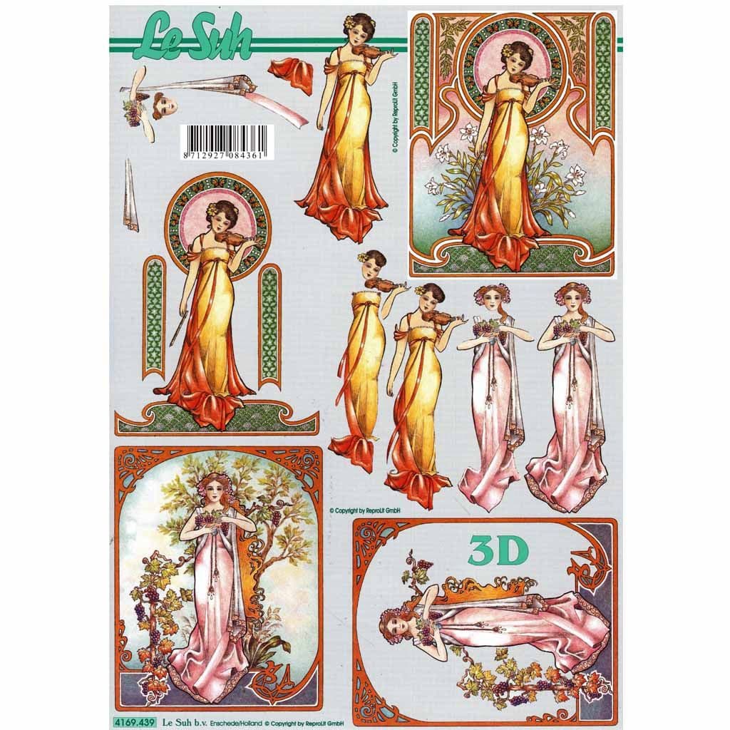 Art Nouvou Lady 3d Decoupage Paper Craft Sheet