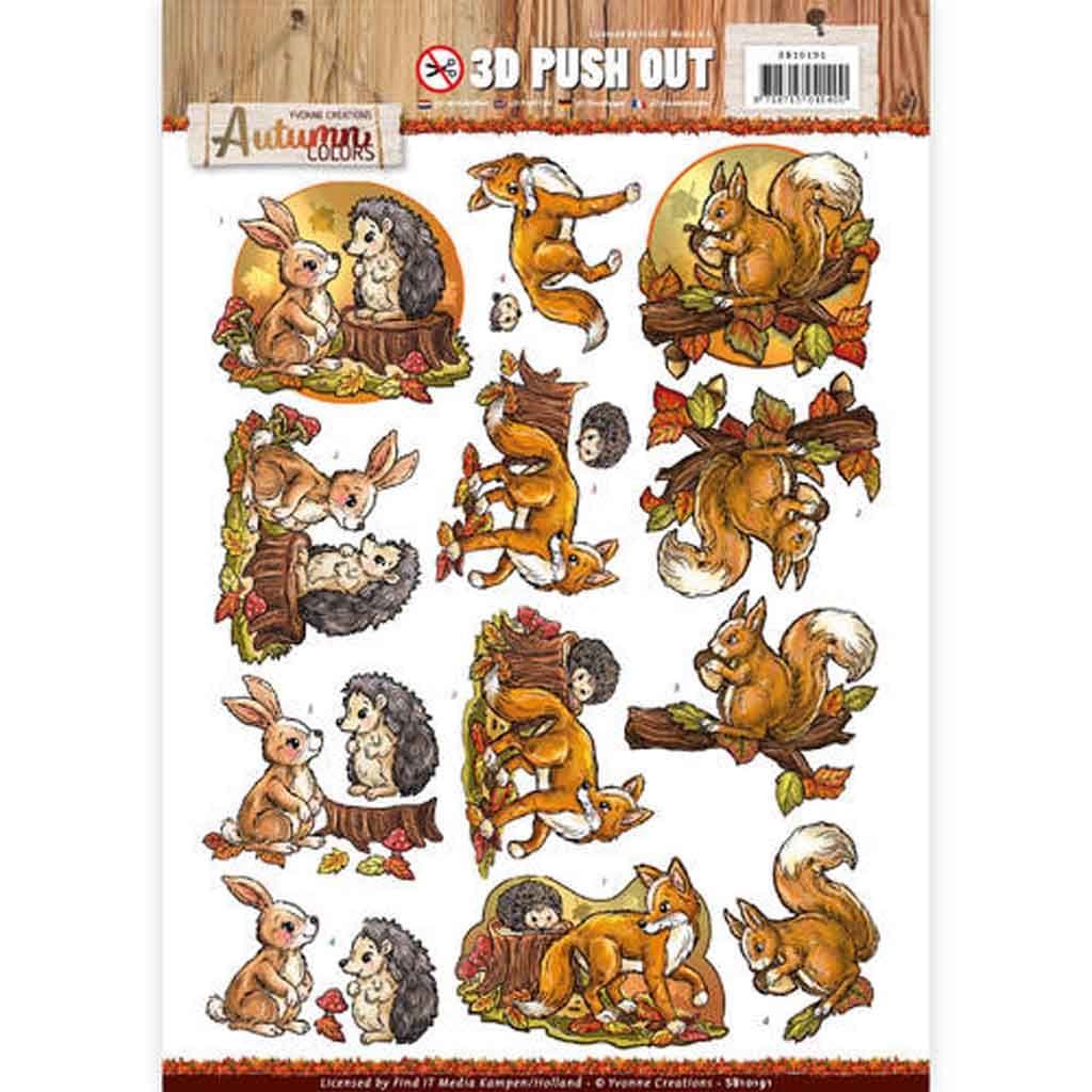 Autumn Animals - Yvonne Creations 3D decoupage Die Cut Sheet